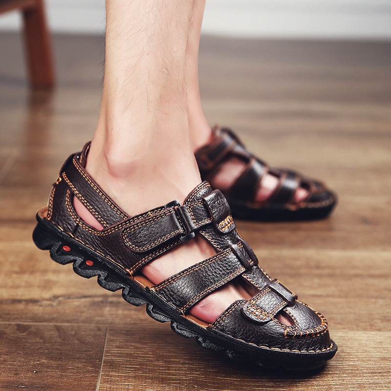 Solorfit Men Cut Out Leather Sandals
